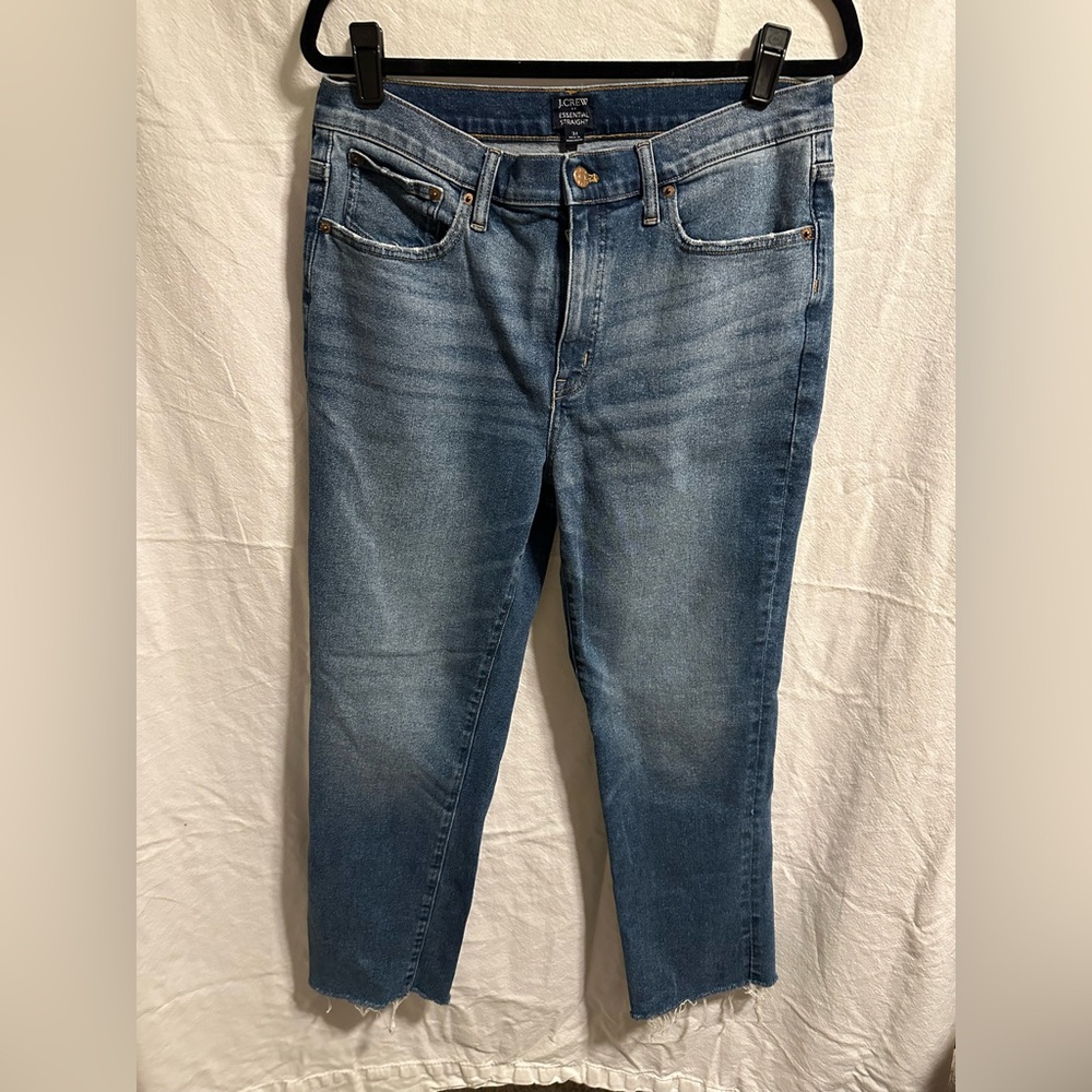 J. Crew Factory Women's Essential Straight Cropped Blue Denim Jeans Size 31